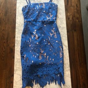 Lulus cream blue lace dress